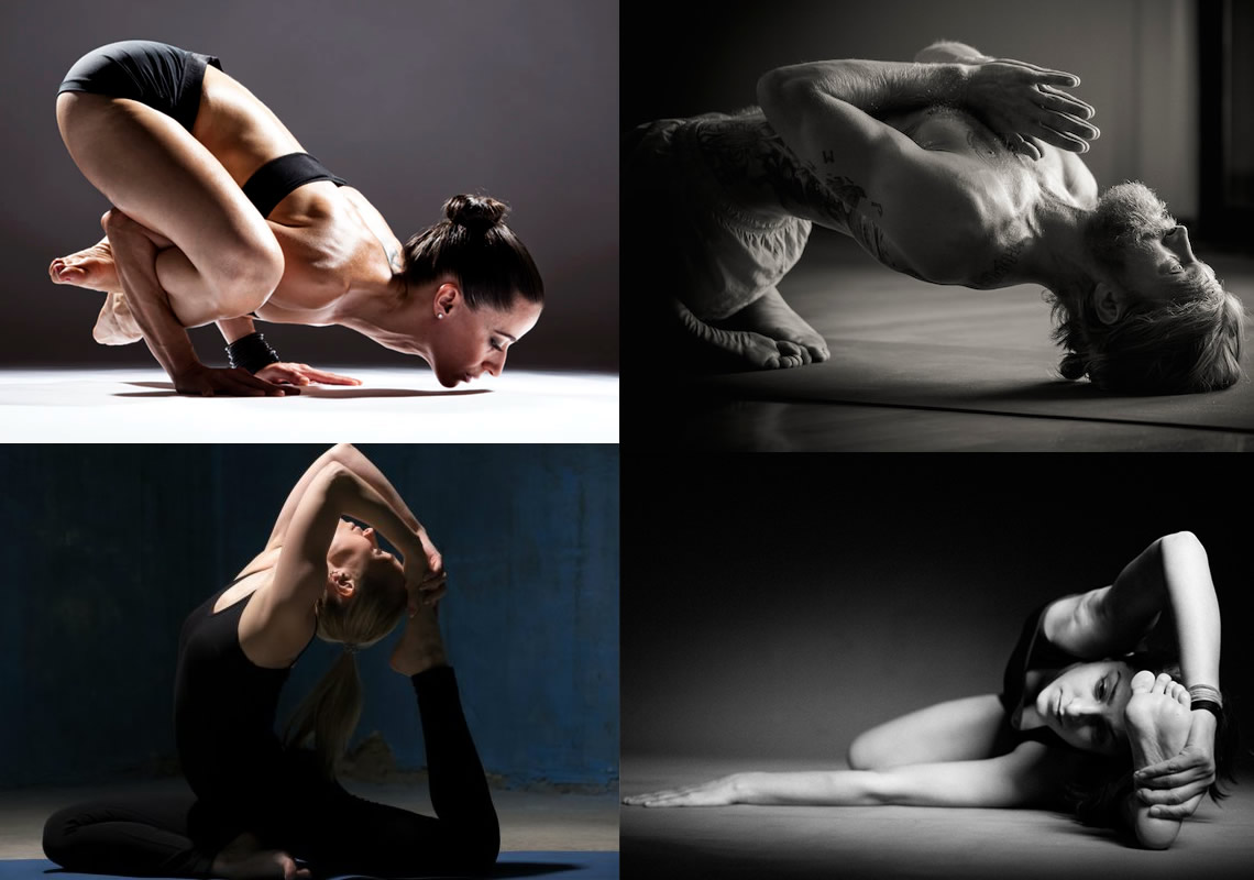 Fotografie di persone che praticano l'Ashtanga Yoga